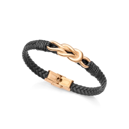 Pulsera Viceroy de hombre Magnum de acero en Ip dorado y cuero negro 1466P01012