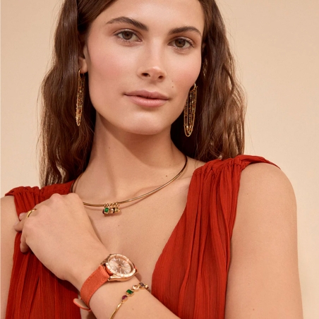 Pulsera Viceroy Chic de acero Ip dorado semi rígida con cristales y circonitas de colores 14027P01012
