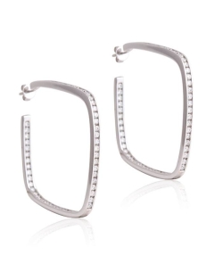 PENDIENTES CUADRADOS ORO BLANCO 18K Y DIAMANTE