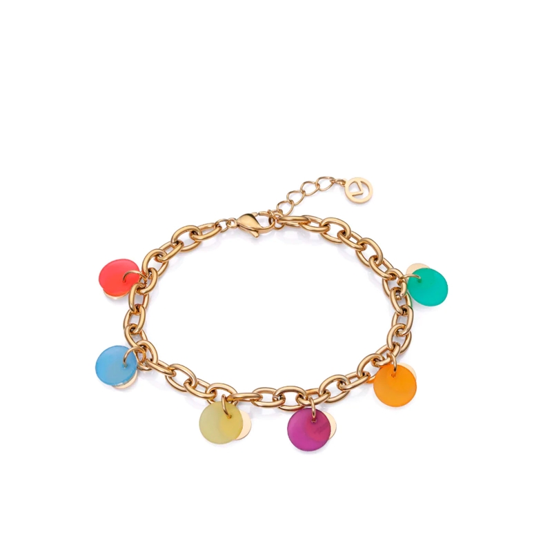 Pulsera Viceroy Colors de acero Ip dorado y resina multicolor 14031P01019