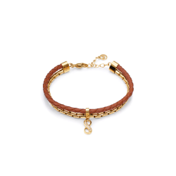 Pulsera Viceroy mujer Chic acero IP dorado cuero marrón e infinito 15143P09011