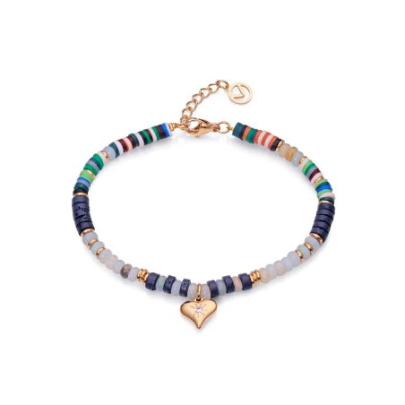 Pulsera Viceroy Kiss de acero con piedras de colores y colgante corazón en Ip dorado 14040P01019