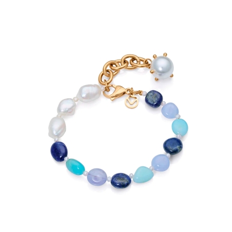Pulsera Viceroy Chic de acero con piedras azules y perlas naturales y sintéticas 14042P01013
