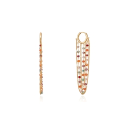 Pendientes Viceroy Chic de acero Ip dorado con cadenas y piedras de cristal de colores 14043E01012