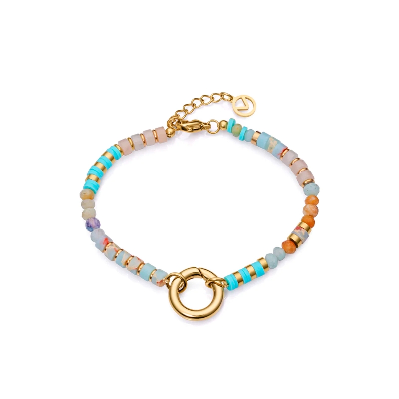 Pulsera Viceroy Chic en acero Ip dorado con piedras de colores y aro 14049P01012