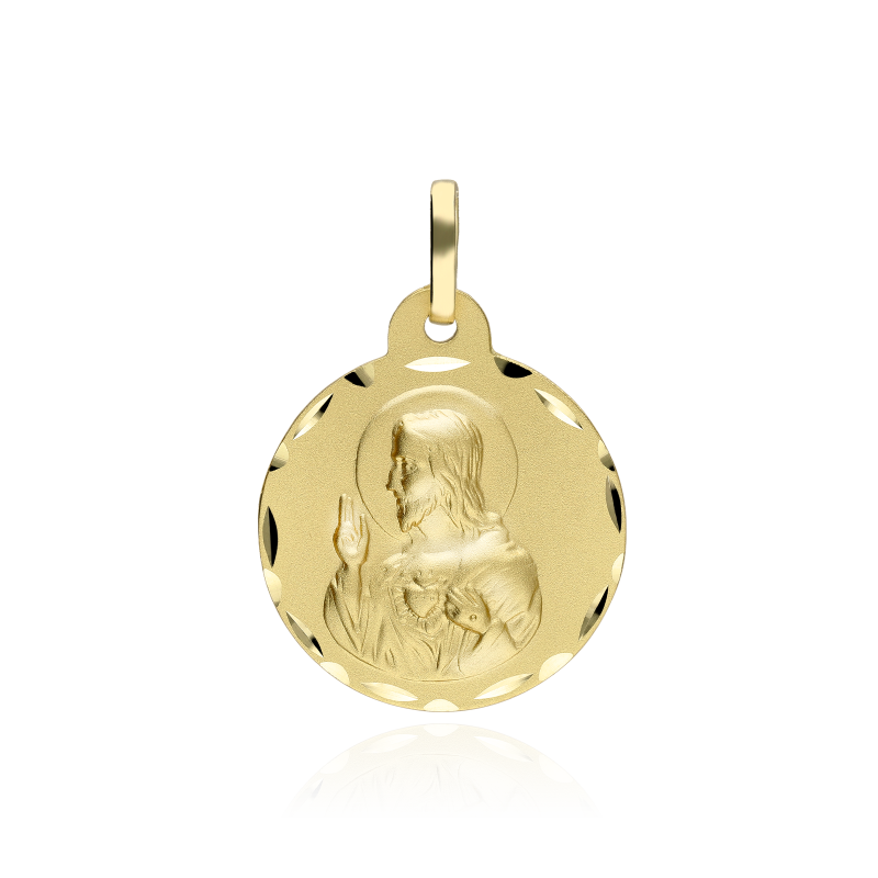 Medalla Oro 18k escapulario 22mm "Corazón de Jesús"