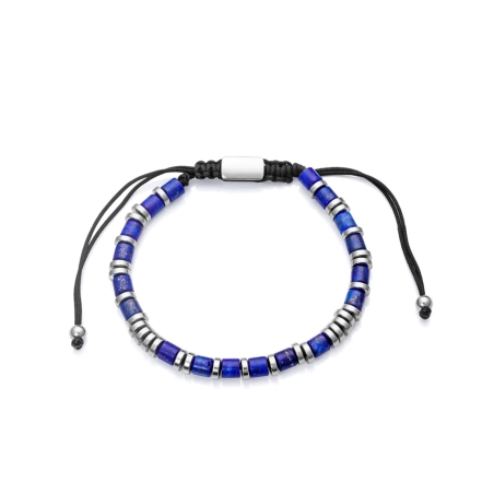 Pulsera Viceroy acero piedra natural lapis en tonos azules y cordón negro 14061P09013