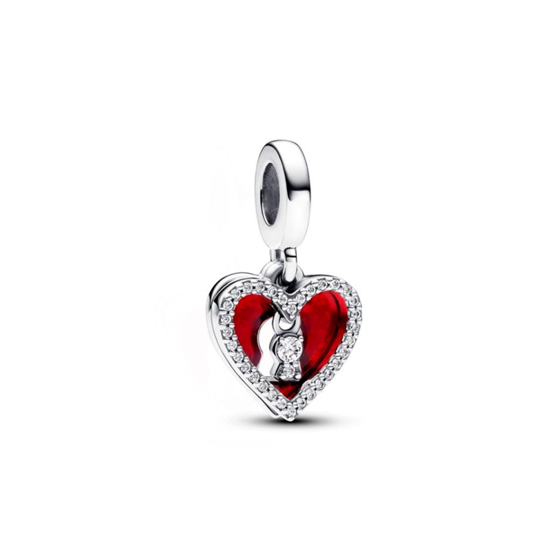 Charm Pandora Colgante Doble Corazón Rojo y Cerradura 793119C01