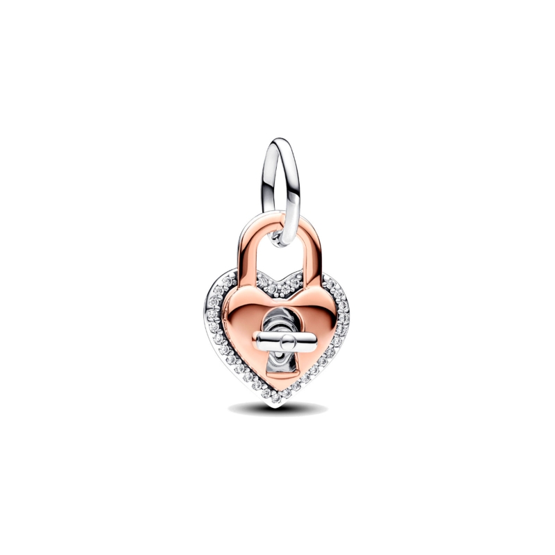 Charm Pandora Colgante Doble Corazón Candado Giratorio en Dos Tonos 783079C01