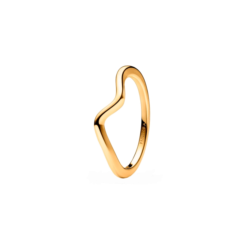 Anillo Pandora Ola Pulida con recubrimiento oro 163095C00