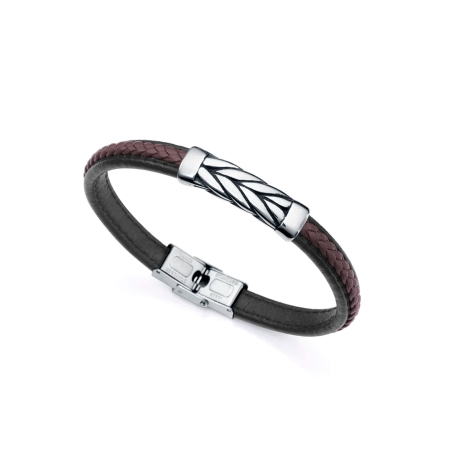 Pulsera Viceroy Magnum de acero con piel negra y marrón trenzada 14069P01011