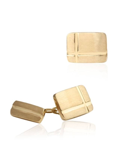 Gemelos de Oro 18k rectangular