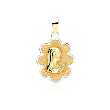 Medalla Virgen Niña de Oro Bicolor 18k