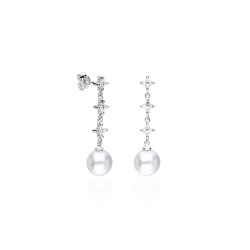 Pendientes Oro 18k Diamantes 0 24 cts  Hibisco 