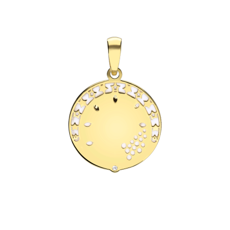 Medalla "Tighza" Virgen Niña Nácar natural y Oro 18k