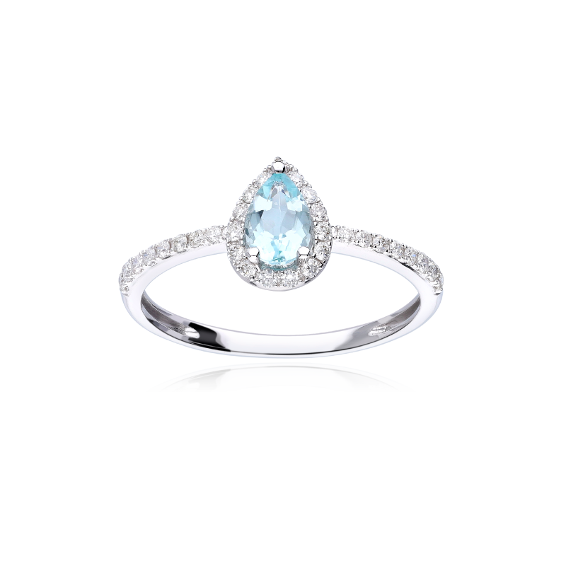 Anillo Oro 18k aguamarina y diamantes 0.22cts "Anklam"
