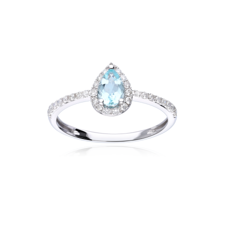 Anillo Oro 18k aguamarina y diamantes 0.22cts "Anklam"