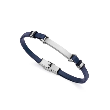 Pulsera Viceroy hombre Air con placa de acero cuero azul 75324P01013