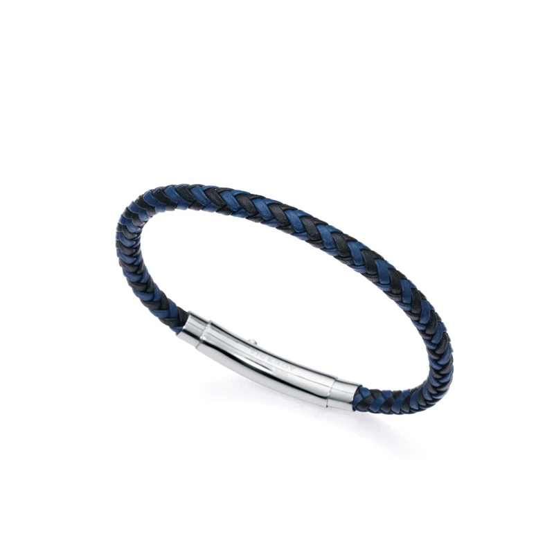 Pulsera Viceroy Air de piel negra y azul trenzada 75326P01019