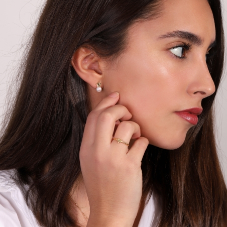 Pendientes Oro 18k, perlas y diamantes 0.008cts "Düben"