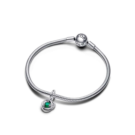 Charm Pandora Colgante Círculo de la Eternidad de Mayo verde 793125C05