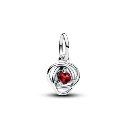 Charm Pandora colgante con círculo de eternidad de julio rojo 793125C07