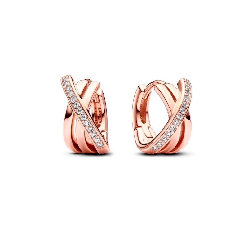 Pendientes Pandora de aro cruzados en pavé 283150C01 Pendientes Pandora de aro cruzados en pavé 283150C01