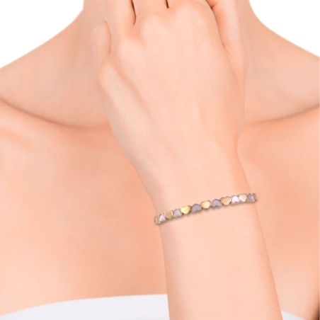 Pulsera Viceroy Love mujer acero Ip dorado con corazones y madre perla 14000P01012