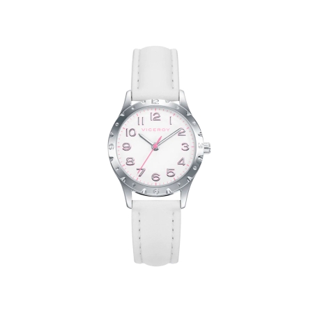 Reloj Viceroy Niña Acero y Piel Blanco + Pulsera de piel trenzada 401210-05