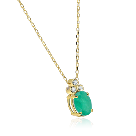 Gargantilla Oro 18k esmeralda y diamantes 0.02cts "Barile"