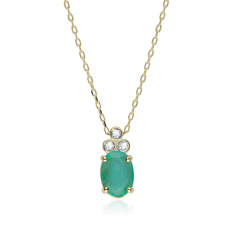 Gargantilla Oro 18k esmeralda y diamantes 0.02cts "Barile"