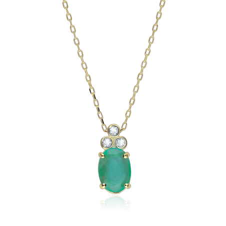 Gargantilla Oro 18k esmeralda y diamantes 0.02cts "Barile"
