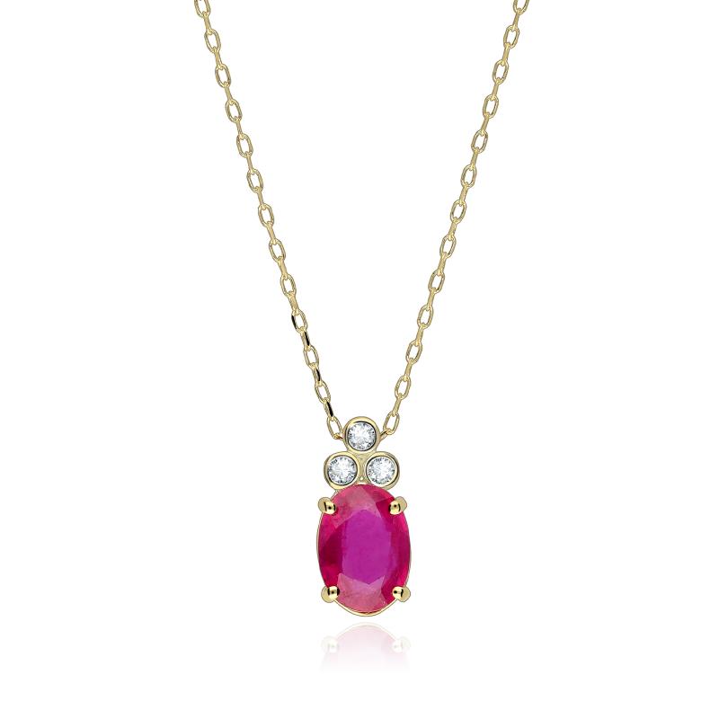Gargantilla Oro 18k, rubí y diamantes 0.02cts "Barile"