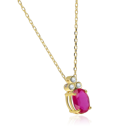 Gargantilla Oro 18k, rubí y diamantes 0.02cts "Barile"