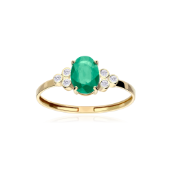 Anillo Oro 18k, esmeralda y diamantes 0.04cts "Barile"