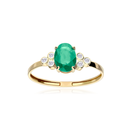 Anillo Oro 18k, esmeralda y diamantes 0.04cts "Barile"