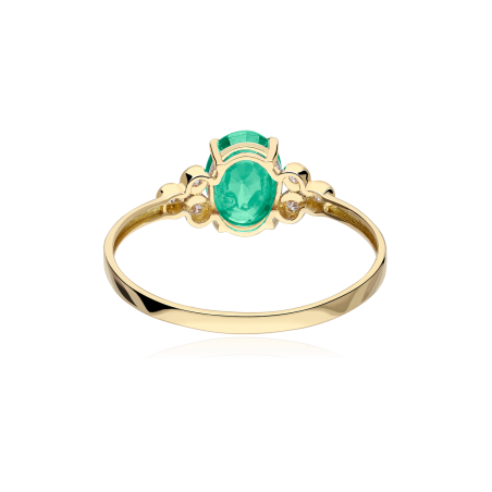 Anillo Oro 18k, esmeralda y diamantes 0.04cts "Barile"