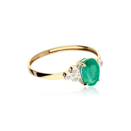 Anillo Oro 18k, esmeralda y diamantes 0.04cts "Barile"