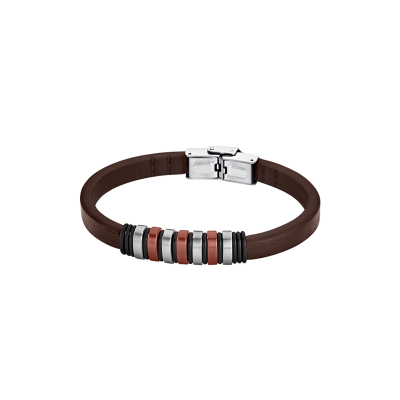 Pulsera Lotus Style urban acero cuero marrón hombre LS1827-2/3
