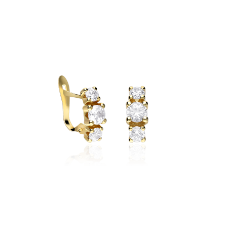 Pendientes Oro 18k con tres Circonitas "Böhlen"