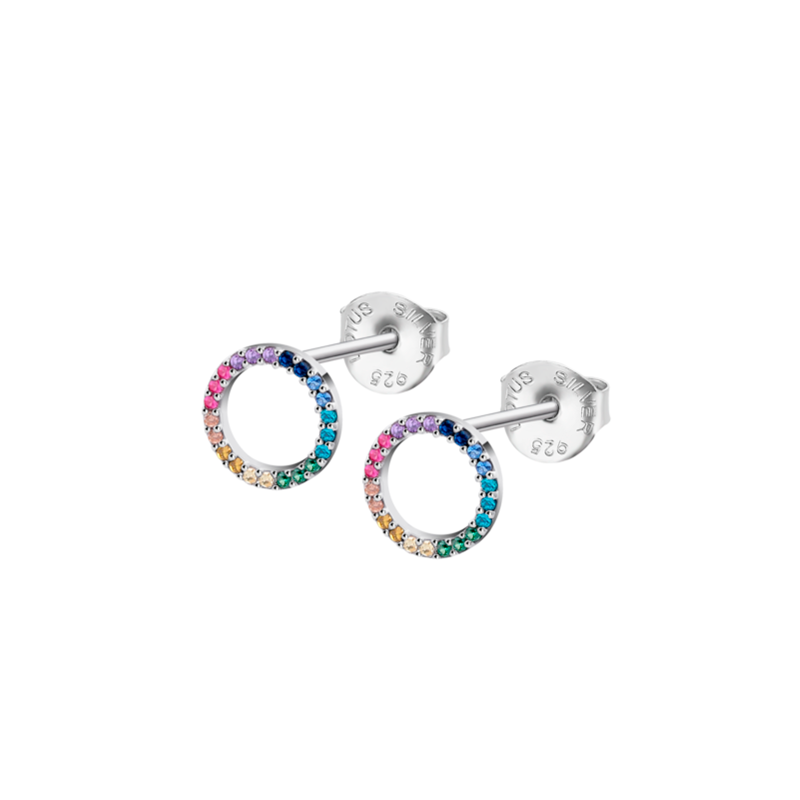 Pendientes Lotus plata círculo multicolor LP3671-4/2