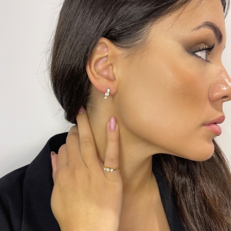 Pendientes Oro 18k con tres Circonitas "Böhlen"