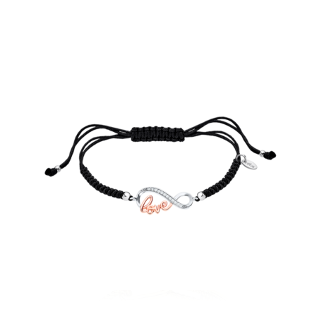 Pulsera Lotus infinito plata y tela negro mujer LP3214-2/2