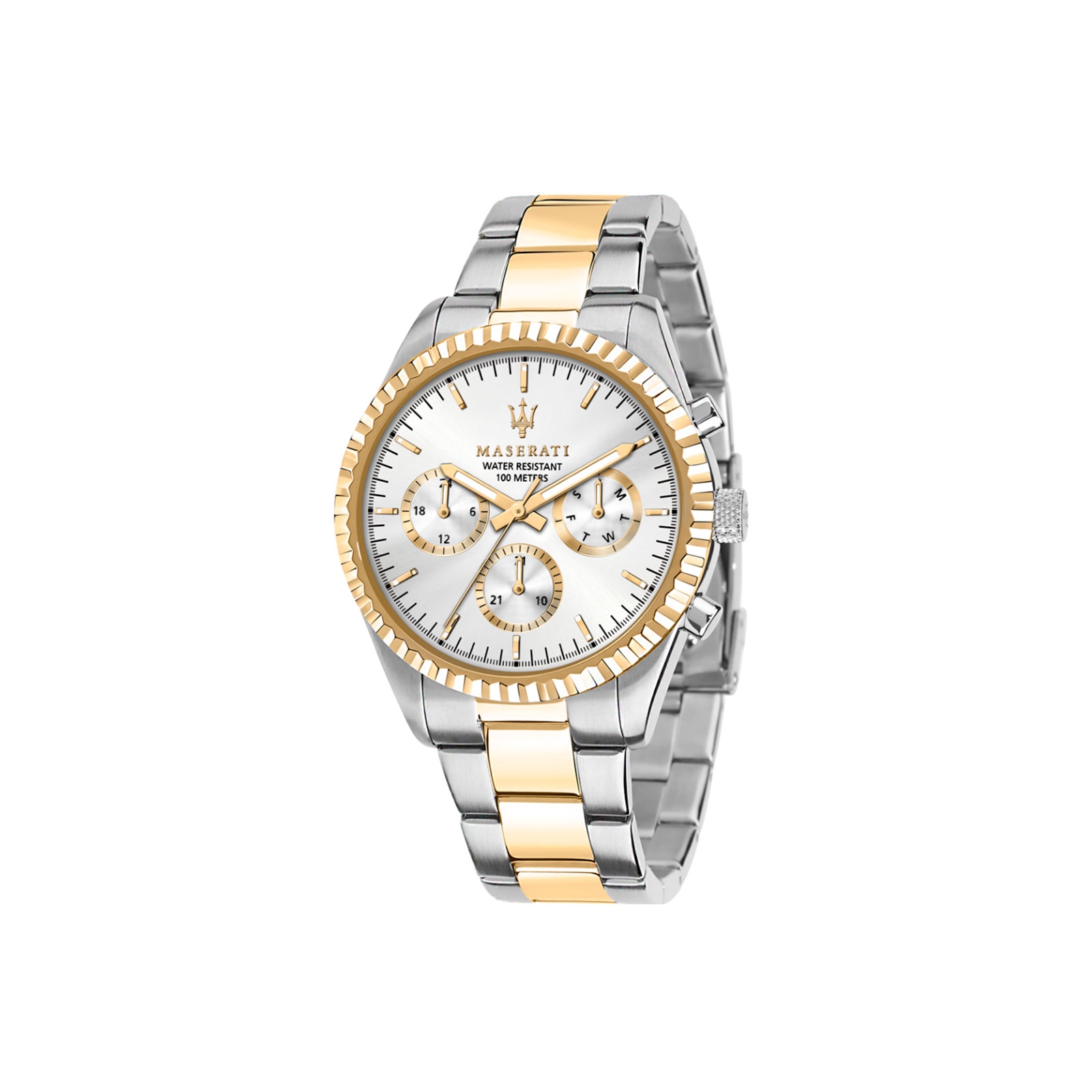 Reloj Maserati Competizione Hombre Multifunción Plateado y Dorado
