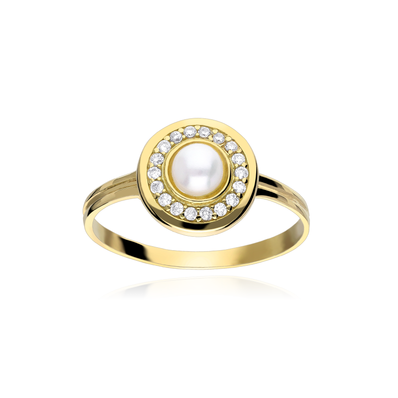 Anillo Oro 18 k Perla Cultivada y Circonitas "Borken"