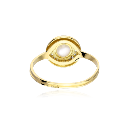 Anillo Oro 18 k Perla Cultivada y Circonitas "Borken"