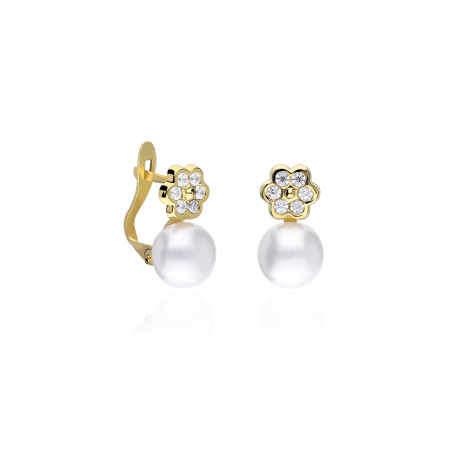 Pendientes Oro 18k, circonita y perla "Magical"