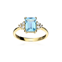 Anillo Oro 18 k y Topacio Azul  Wurzach 