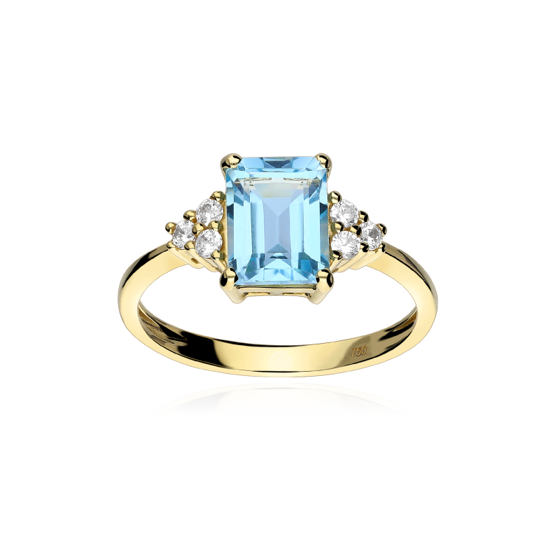 Anillo Oro 18 k y Topacio Azul "Wurzach"