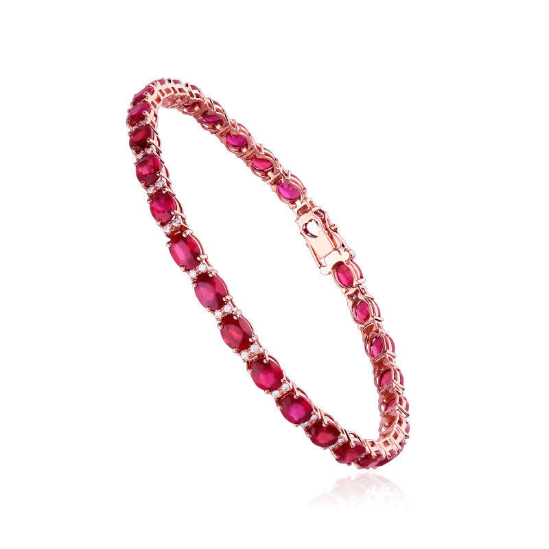 Pulsera Oro Rosa 18k Rubíes y Diamantes "Bleckede"